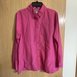 Women's L.L Bean Long Sleeve Shirt Outdoor Nylon Blend Size Medium Pink